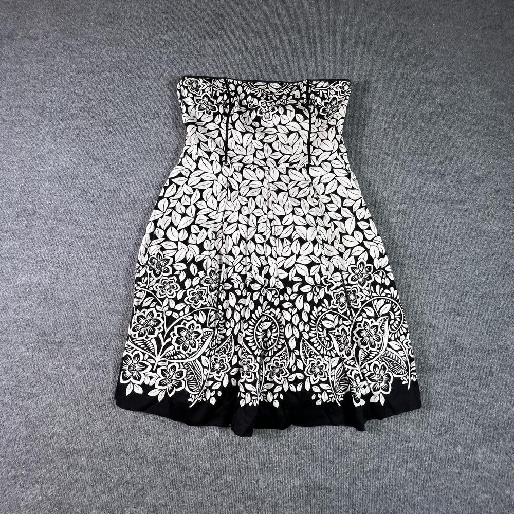 White House Black Market Fit & Flare Dress Womens 14 White Floral Party Cocktail